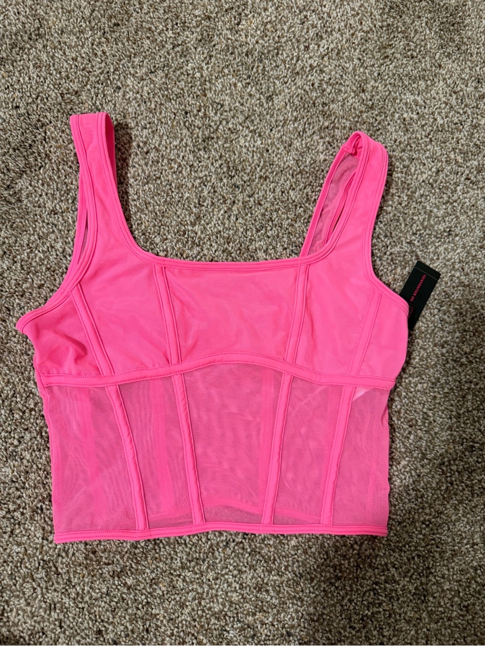 No Boundaries Neon Pink Mesh Crop Tank
